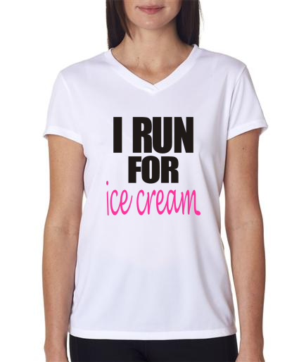 Running - I Run For Ice Cream - NB Ladies White Short Sleeve Shirt